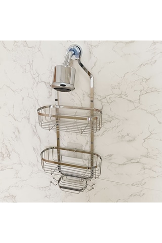 Moveevo Duvar Delmeyen Demir Banyo Rafı, Şekilli V-şekilli Ayırılabilir, Duş Başlığı Asma Tabanı, Siyah Modern Banyo Depolama Aleti Diğer