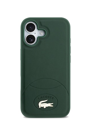 Apple Uyumlu iPhone 17  Kılıf Lacoste Lisanslı M-safeli Pu Deri Tasarımlı Metal Logolu Kapak Yeşil Yeşil