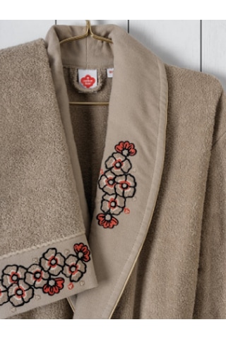 Cottonbox Folk Art Aile Bornoz Seti Yamka Bej-antrasit Çok Renkli