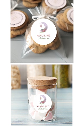 Kandiliniz Mübarek Olsun Etiket 4 Cm 24 Adet Çok Renkli