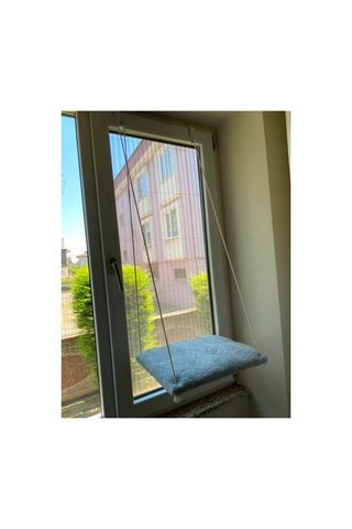 Askılı Kedi Pencere Yatağı - Peluş Kumaşlı Cam Önü Kedi Hamak Yatağı