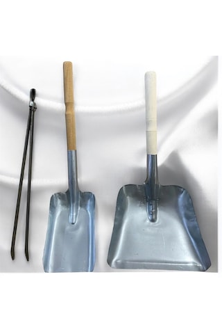 2 Adet Kömür Ve Köz Küreği ,soba Şömine Mangal Küreği 1 Büyük 1 Küçük ,1 Adet Köz Maşası
