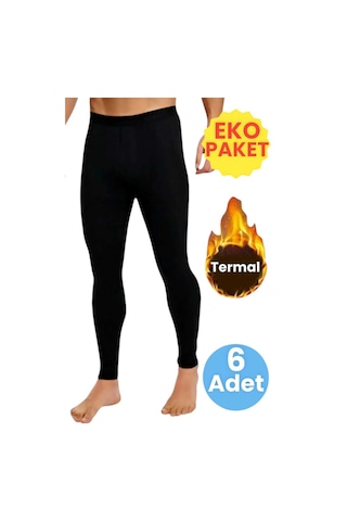 Tezzgelsin Erkek Ekonomik 6'lı Termal Tayt Uzun Sporcu Taytı SiYAH