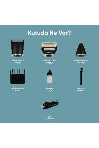 Dingilg Rd-6360 Altın Sarısı Şarjlı 3'ü 1 Arada Saç Sakal Burun Tıraş Makinesi
