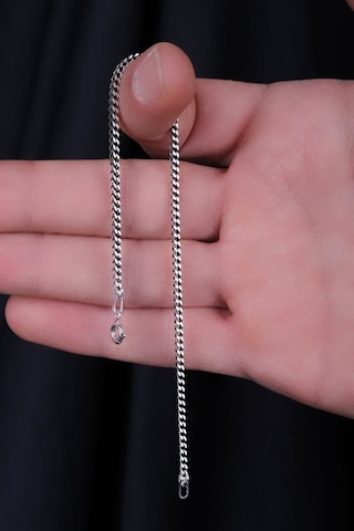 Encili Silver 925 Ayar Gümüş Özel Tasarım 2 Mm Oksitli Esnek Model Zincir Bileklik Gümüş