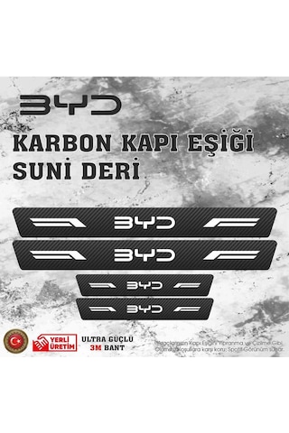 Byd Uyumlu Deri Karbon Kapı Eşiği Koruyucu Bant 4 Adet