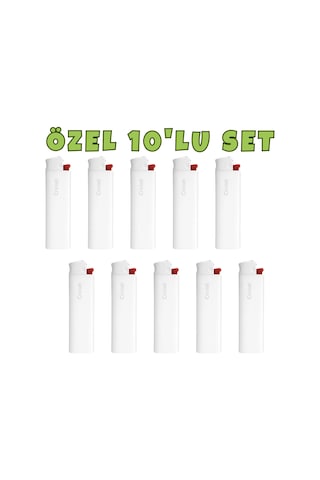 Cricket Cep Boy Taşlı Çakmak Mum Alev 10 Lu Set Beyaz Renk