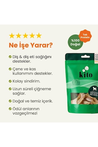 Kurutulmuş Kuzu Kulak Çiğnemelik Köpek Ödül Maması %100 Doğal, Glutensiz, Organik 100 Gr