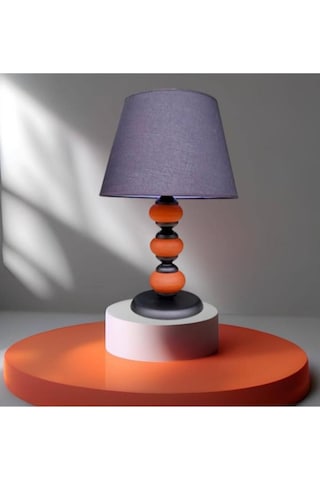 Odessa Abajur Siyah Metal Kırmızı Seramik Siyah Şapka Bordo