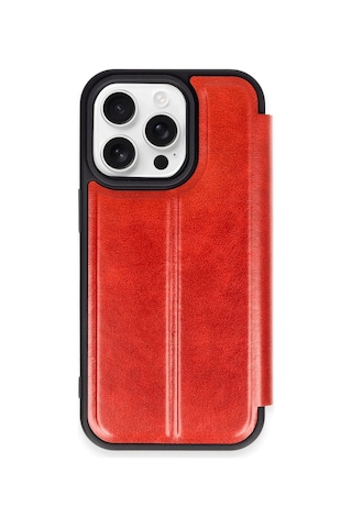 Apple iPhone Uyumlu 14 Pro Max Kılıf Flip Cover - Kırmızı Diğer
