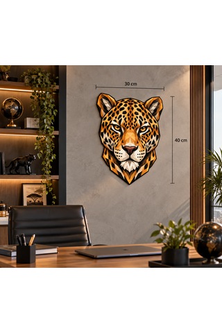 Geometrik Jaguar Mdf Duvar Dekoru Uv Baskılı Jaguar Figürü Mdf Tablo