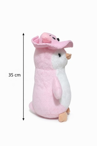 Şapkalı Penguen Peluş Pembe 35 Cm