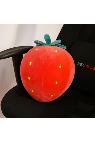 Kirmizi Çilek Figürlü Kırlent - Puffy Yastık / 33cm Diğer