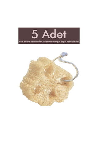 5 Adet Doğal Kabak Lifi Bulaşık Süngeri Banyo Kesesi Loofah Sponge İpli Kabak Kesesi Kalın Büyük