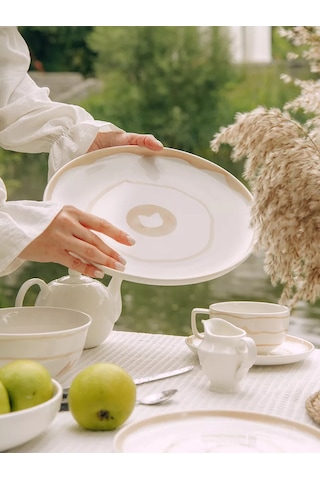 Sl Home Servis Tabakları Porselen "gato" Çap 28 Cm 252644215 Beyaz