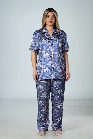 Nisanca Premium Saten Çeyizlik Kadın Pijama Takımı Kore İpeği Dokusu, Dantel Detaylı, Hediye Kutulu Füme