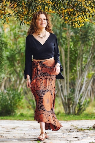 Salaş Turuncu Asimetrik Etek 001