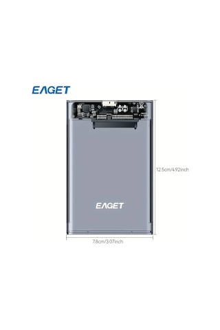Eaget 6.35 Cm Harici Kasa, Usb 3.0 Sata Taşınabilir Şeffaf
