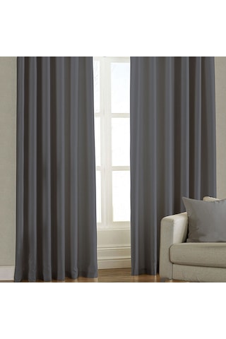 Süper Tekstil Sedef Fon Perde Koyu Gri 140 x 170 CM