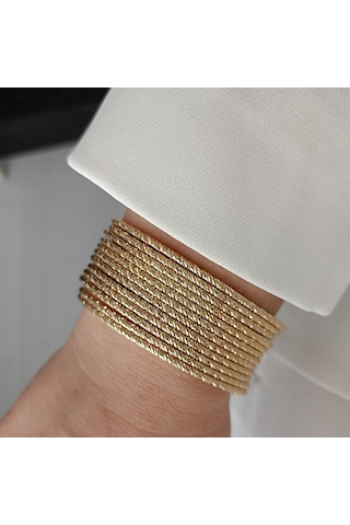 Lente Aksesuar Xuping Gold Kesme Model Ajda Bilezik 3'lü Set Altın - Gold