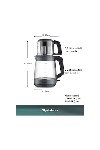 Homend Infinity XL 1764H Cam Çay Makinesi