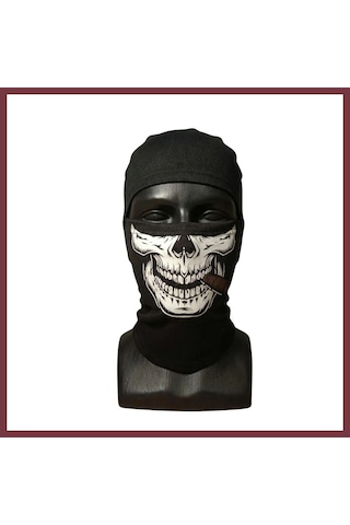 Storeşahin Unisex Kuru Kafa Puro Baskılı Balaklava 1 Adet Tek Beden Viskoz Kask İçi Outdoor Maske Shn0720 Siyah