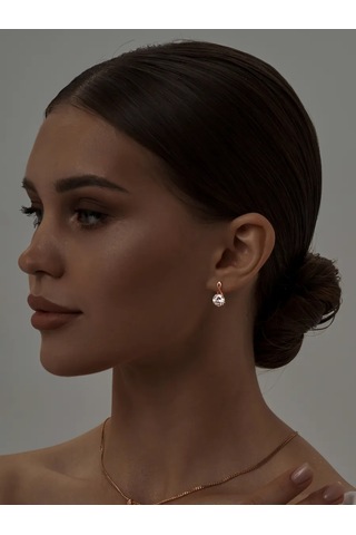 Asj 925 Ayar Gümüş Taşlı Altın Küpeler 15444450 beyaz