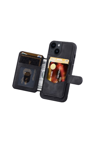 Teleplus Apple Uyumlu iPhone 13 Kılıf H67 Kartlıklı Cüzdanlı Kılıf