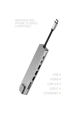 8 İn 1 Type-c Hub Dönüştürücü 4k Hdmi Usb Micro Sd Gigabyte Ethernet