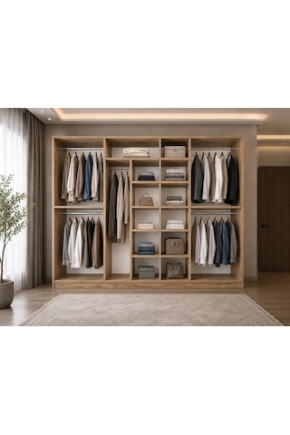 Lebon Tamamı Mdf 7 Kapaklı Dolap Gardırop Çam