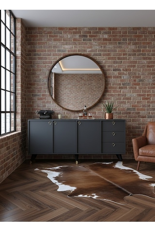 Resital Konsol - Gk2001-4 - Gold Modern 180 Cm Çekmeceli Ve Kapaklı Salon Konsolu - Çok Amaçlı Büfe Antrasit
