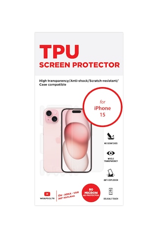 Apple iPhone 15 Uyumlu Full Body 360 Derece Ön Arka Ve Yan Koruyucu Tpu Film