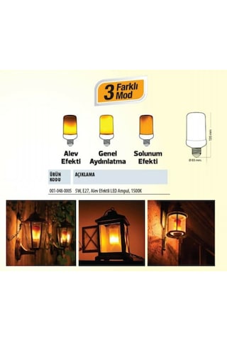 Alev Efektli Led Ampul Alev Işıklı 5W Ampul