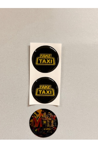 Fake Taksi Damla Sticker Etiket Kabartmalı 3d Silikon Direk Arması Fake Taksi Epoksi 2adet 3,5x3,5cm siyah