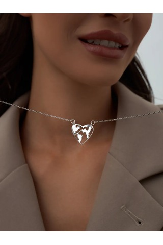 Marıola Gümüş 925 Kolye, Kalp Pandantifli Zincir 267691934 Gümüş