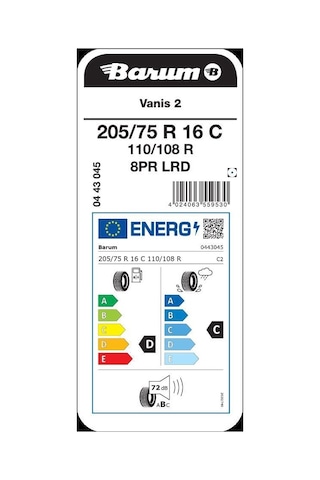 Barum 205/75R16C 110/108R Vanis 2 8PR Yaz Lastiği 2023