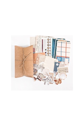 Aubyhe Klasik Koleksiyon Evleri Serisi: Mantar, Kelebek, Ay Fası Desenli 30 Adet 12 Tip Ev Dekorasyonu Ve El Defteri Sticker Seti Kaki