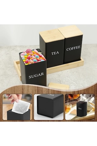 Trendooze White 1 Takım Metal Gıda Saklama Kapları Çay Şeker Kahve Kutusu Mutfak Düzenleme Beyaz Beyaz