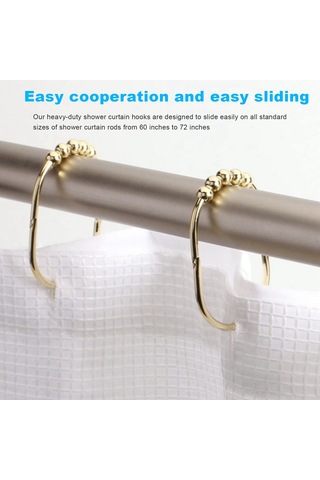 12 Paket Geniş Duş Perdesi Halkası Kanca Seti, Duş Çubukları İçin, Altın Diğer