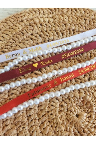 Dökülen İncili Isimli Yüzük Kurdelesi Söz - 12 Farklı Renk