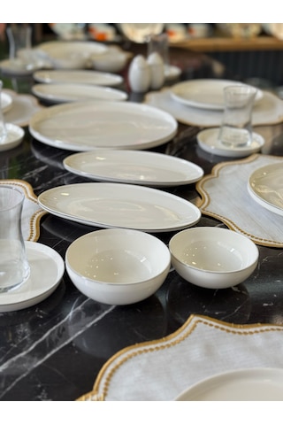 Lorelei 29 Parça Porselen Kahvaltı Takımı Silver-4804 Beyaz