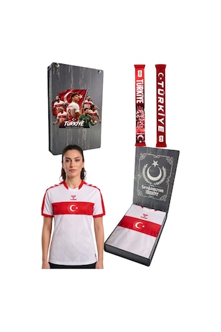 Hummel Beyaz Türkiye Forması Uv Kutu Ve Atkı Beyaz - Kırmızı