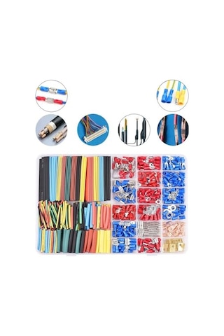 Isıyla Daralan Renkli Makaron + Kablo Pabucu Seti 678'li Paket