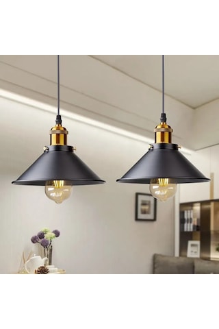 Vkemall Endüstriyel Demir Avize, Retro Siyah Modern Tipi, Yemek Odası/bar İçin, E27 Ampul Uyumlu Ampul Dahil Değil , 22cm, Kolay Kurulum Siyah