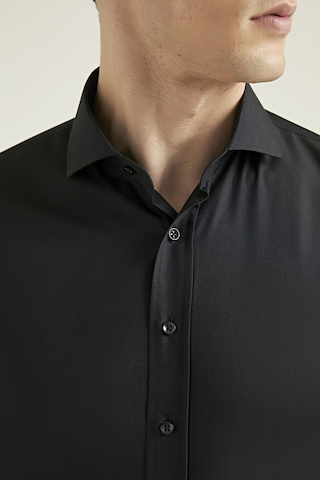 D'S Damat Ds Damat Slim Fit Siyah Düz Nano Care Gömlek 5HF02ORTSG01 Siyah
