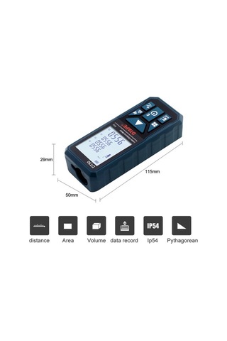 Pazly Taşınabilir Yüksek Hassasiyetli Mini Mesafe Ölçer, 50m Alan/hacim Ölçüm, 20 Veri Depolama, Lcd Ekran
