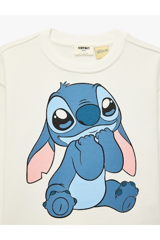 Koton Stitch Baskılı Şardonlu Uzun Kollu Bisiklet Yaka Lisanslı Sweatshirt Ekru 7wkg10044ak