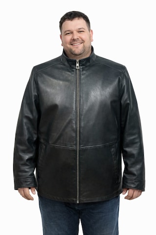 Viamod Leather Büyük Beden Erkek Hakiki Deri Ceket Siyah Hakim Yaka Premium Gerçek Deri Mont Üretici Garantili