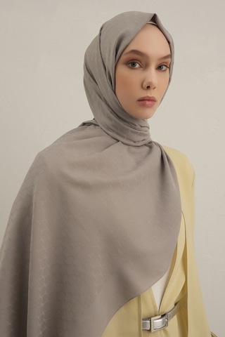 Armine Gri Link Desen Bambu Cotton Şal 20 Gri
