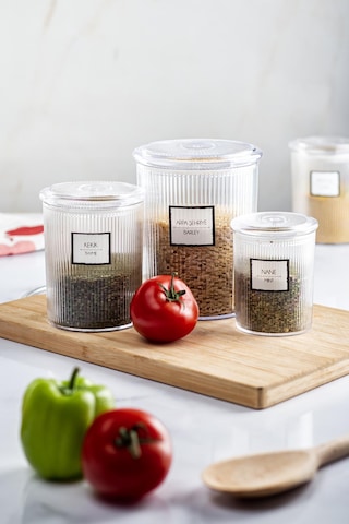 18'li Barok Yuvarlak 3 Boy Kavanoz Seti & Saklama Kabı & Erzak Kabı 6 2000 Ml, 6 1000 Ml ,6 500 Ml Çok Renkli